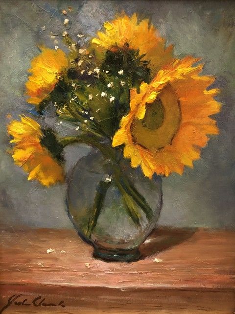 Sunflowers in Glass Vase 10x8   $400 at Hunter Wolff Gallery